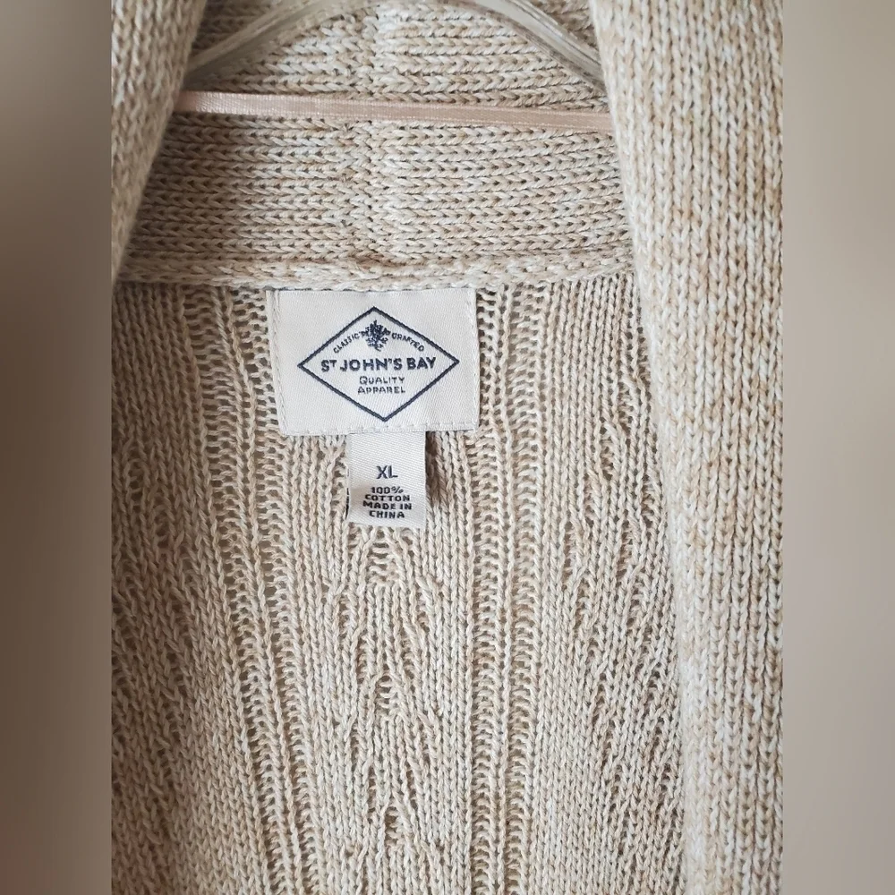 St. John's BayWomen's Cadigan Cream Open-Front Size XL